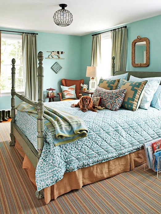 blue and green bedding bhg