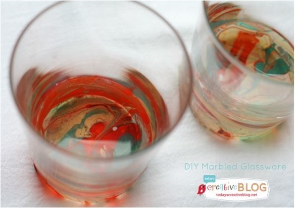diy marbled glassware