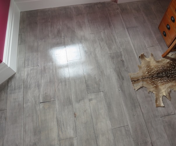 gray painted plywood floors