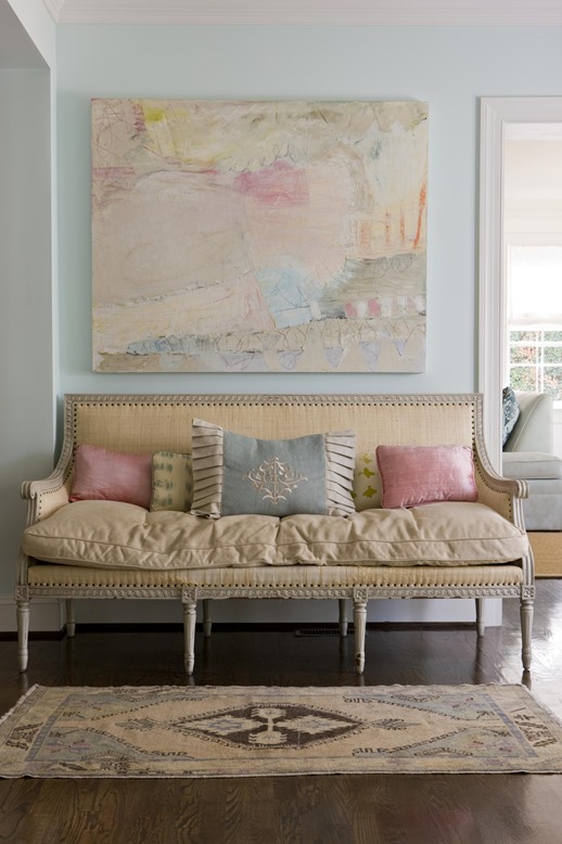 pale blue walls French settee