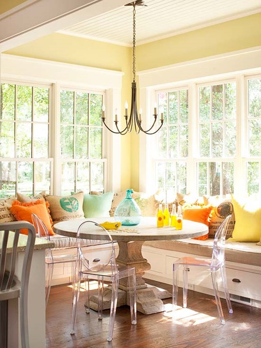 bhg banquette with yellow walls