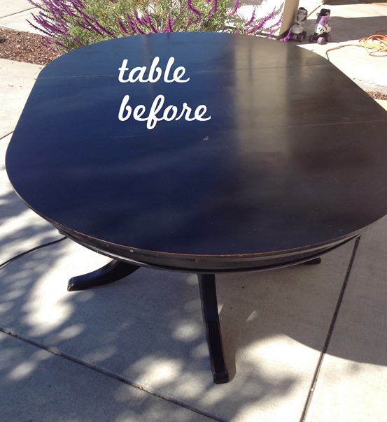 black table before