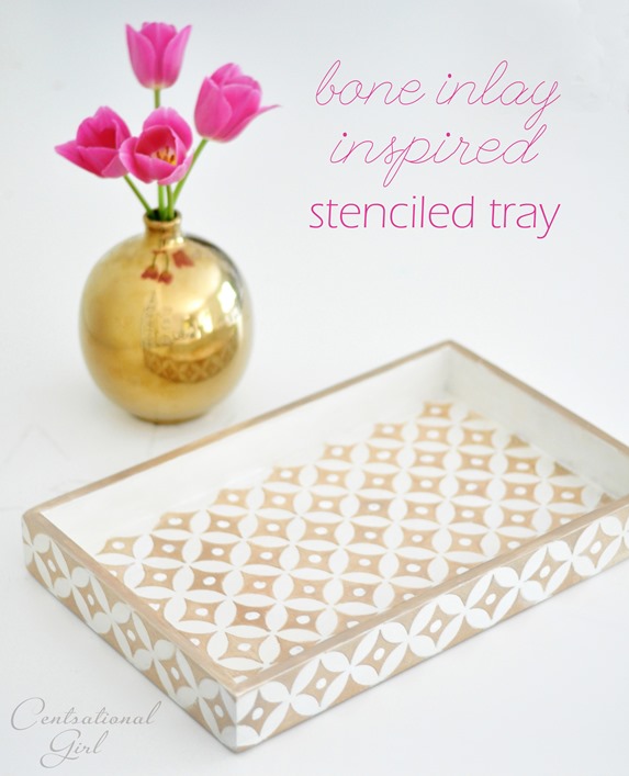 bone inlay inspired stenciled tray