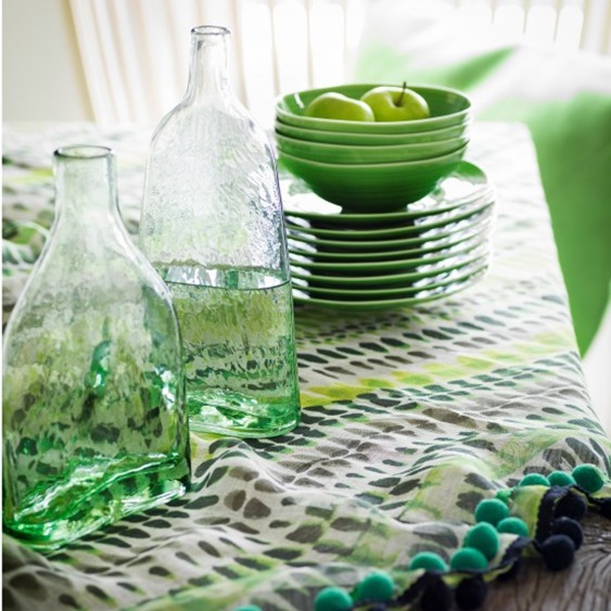 green vases and plates