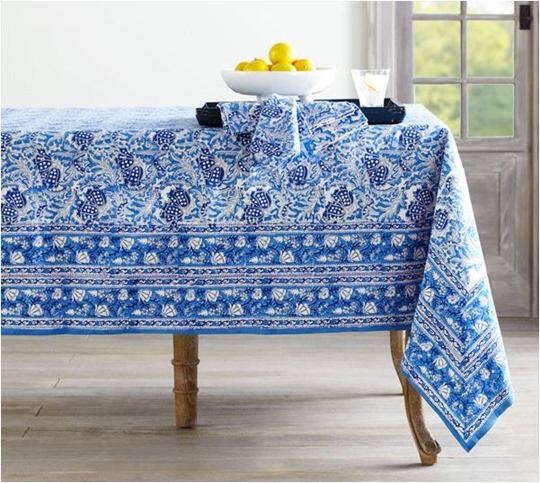 blockprint tablecloth wisteria
