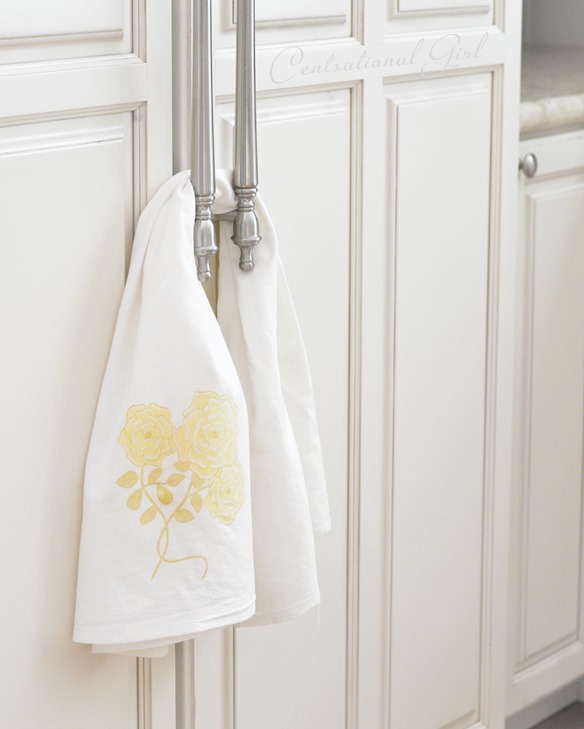 yellow rose kitchen flour sack towel