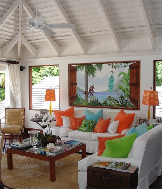 tropical touches living room