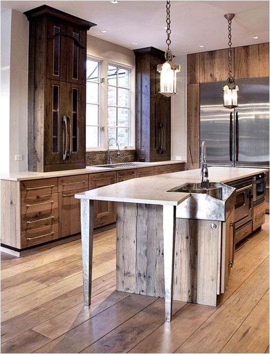 rustic wood cabinets in kitchen