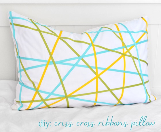 diy colorful criss cross ribbons pillow
