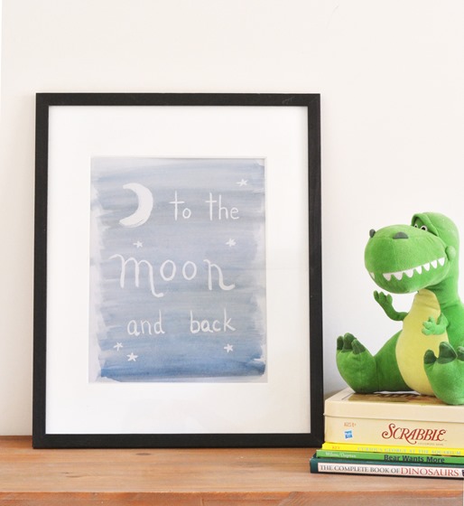 to the moon and back watercolor artwork