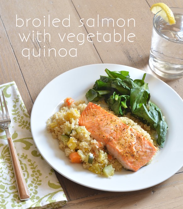 broiled salmon with vegetable quinoa