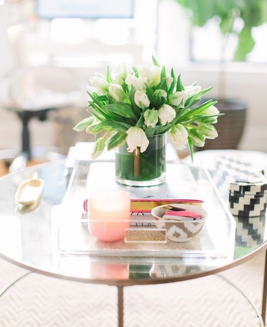 coffee table styling with tray