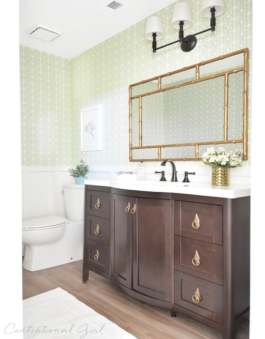 green and gold bathroom