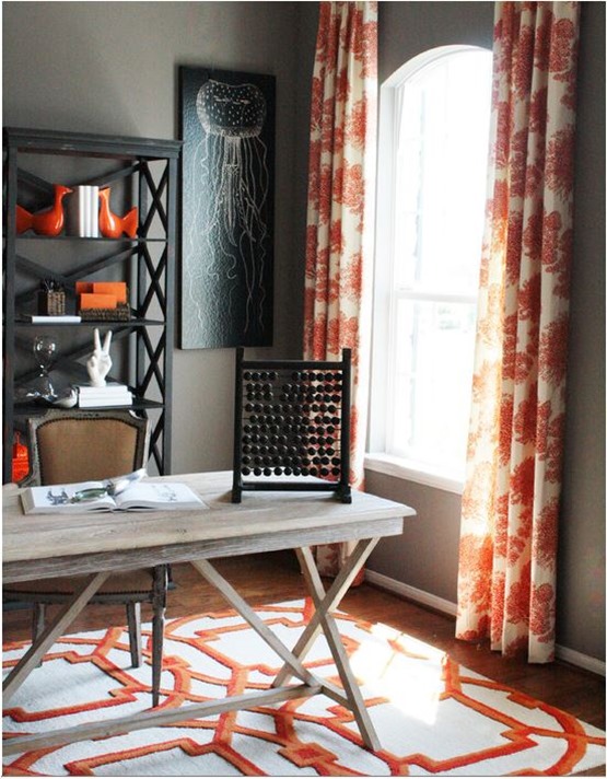 orange and black home office