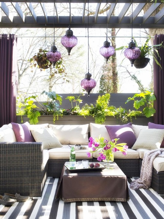 plum accents outdoor space