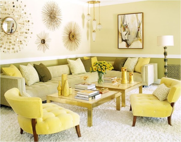 yellow and gold sitting room