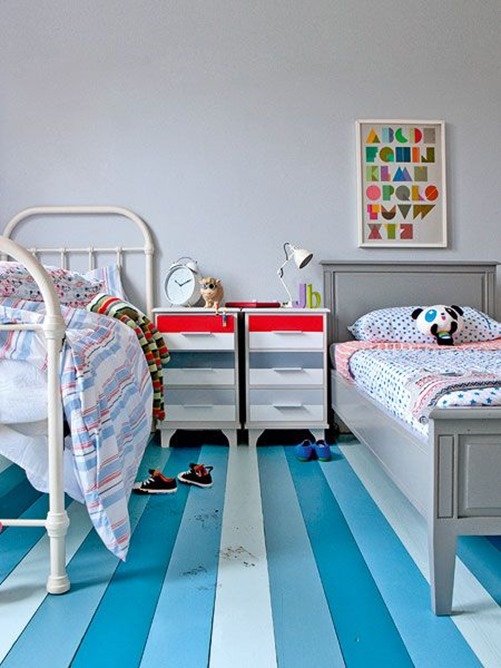 striped painted floors kids room