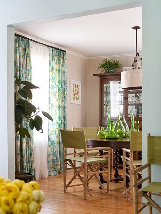 blue and green dining room