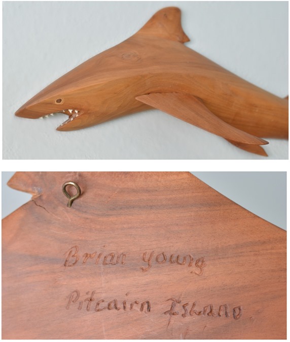 carved wood shark