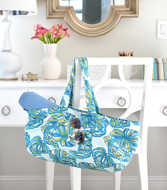 marine blue floral diy tote bag
