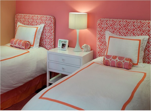 pink orange bedroom
