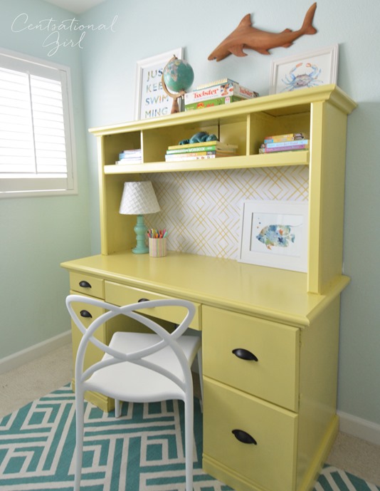 yellow desk right side view