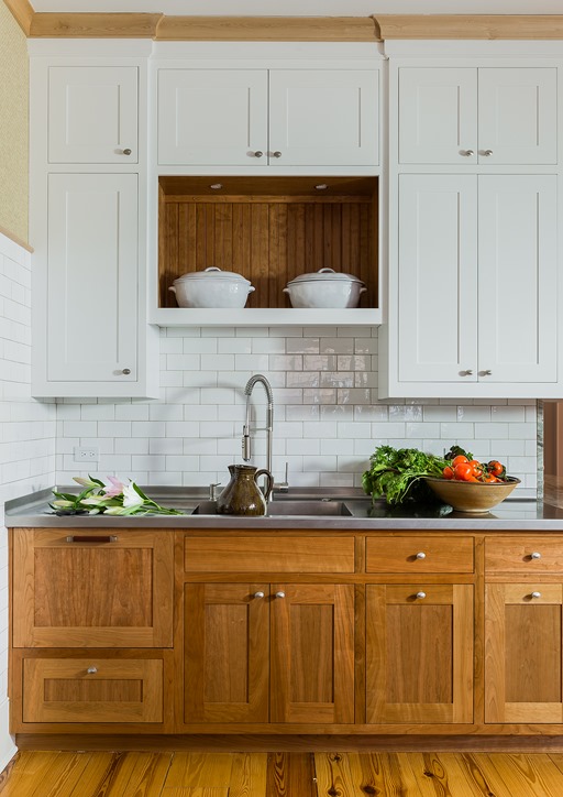 wood and white farmhouse kitchen