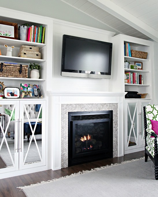 diy fireplace and built ins