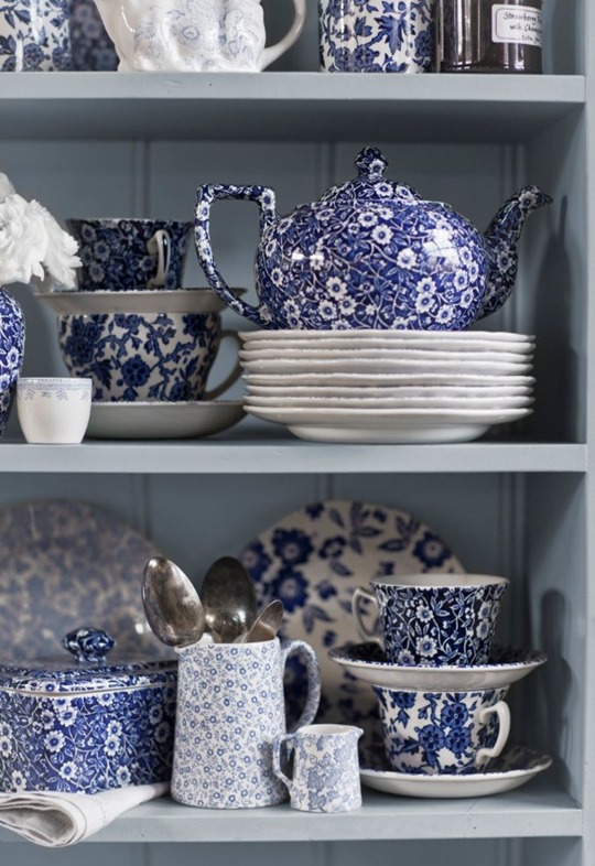 blue burleigh china collection