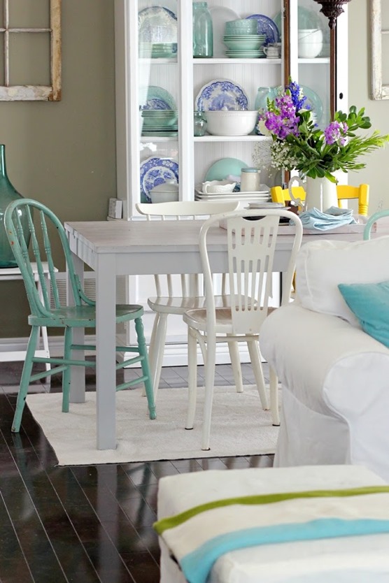 mismatched painted chairs