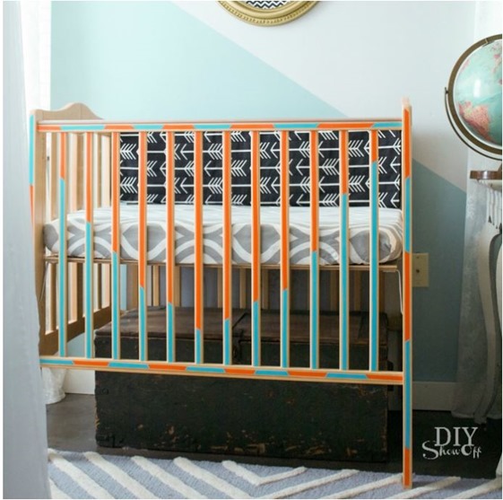 crib with vinyl decals