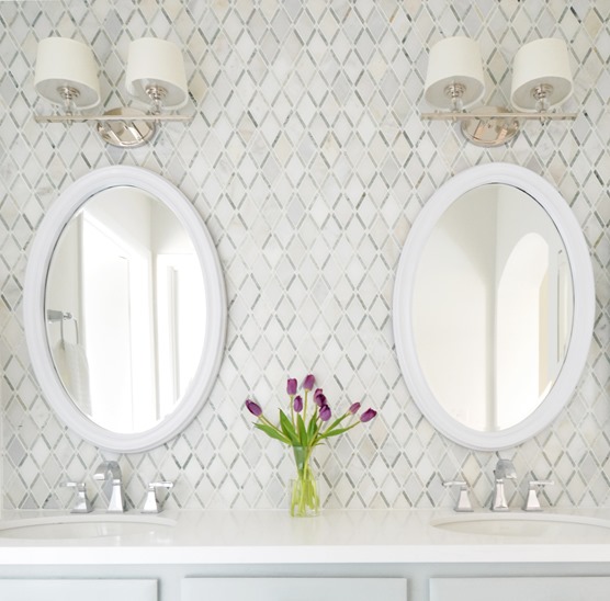 diamond pattern master bathroom backsplash