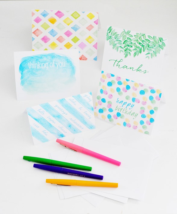 set of watercolor note cards