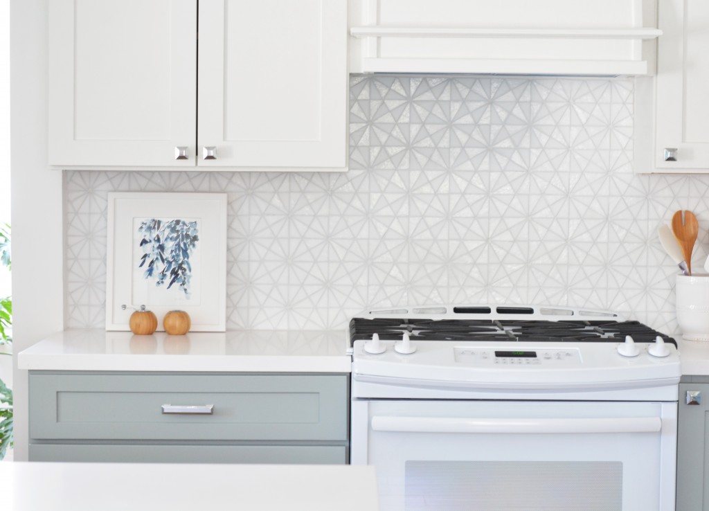 hexagon glass kitchen tile backsplash