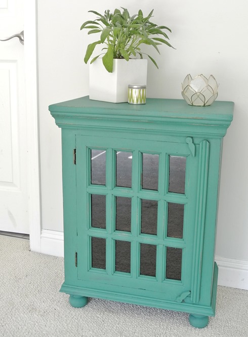 jade green chalk paint cabinet