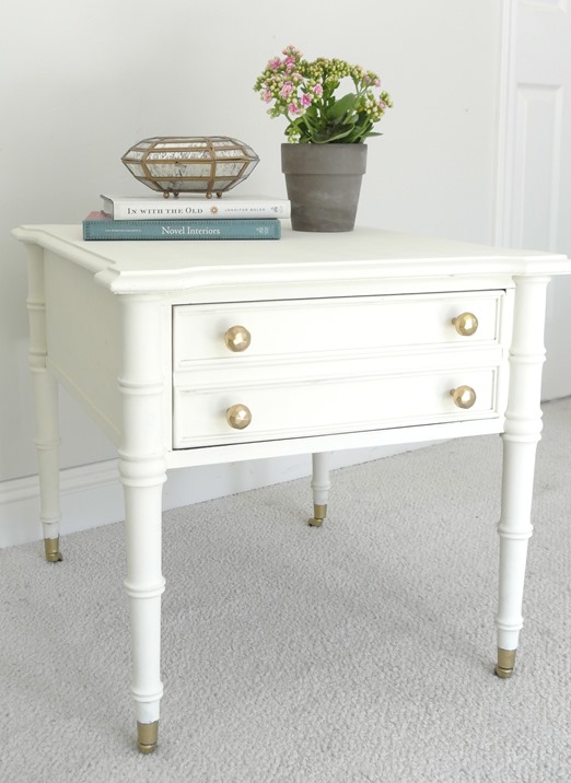 painted end table gold knobs