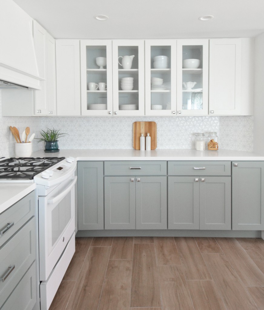 white and gray kitchen remodel
