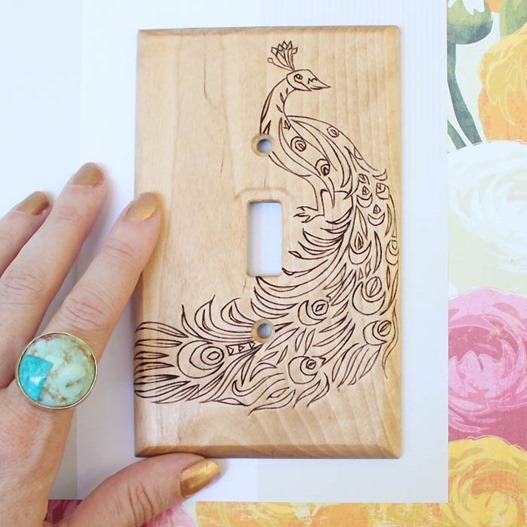 woodburned switch plate