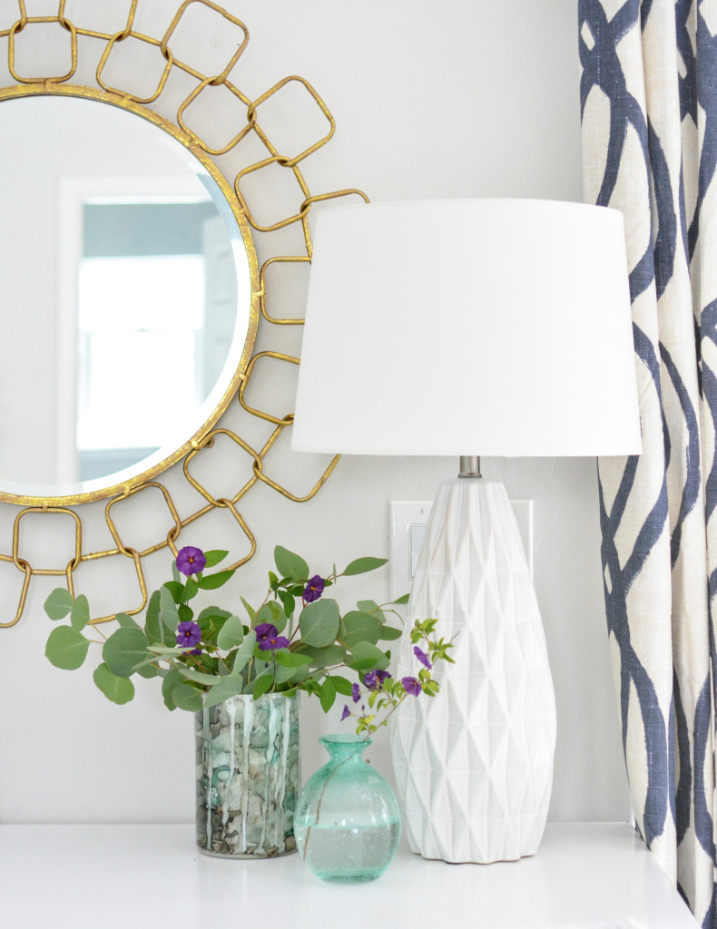 chain link mirror and lamp