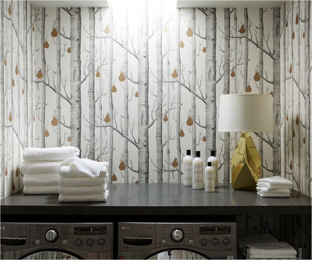nicole gibbons wallpapered laundry room