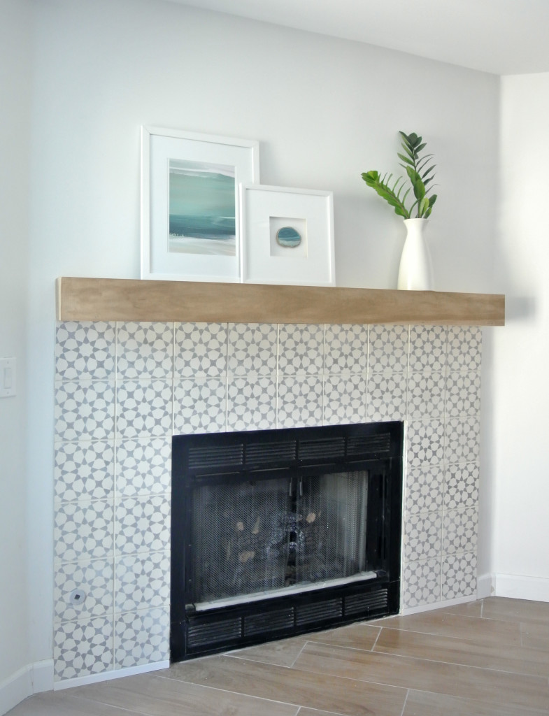 tiled fireplace surround