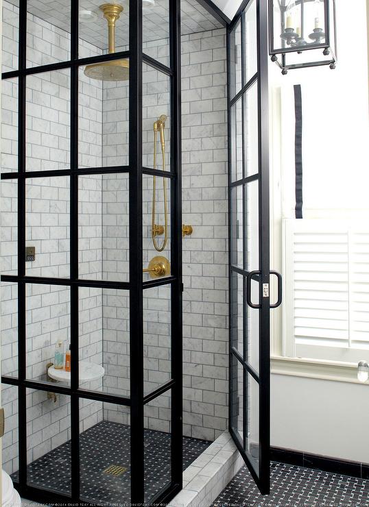 black divided shower doors