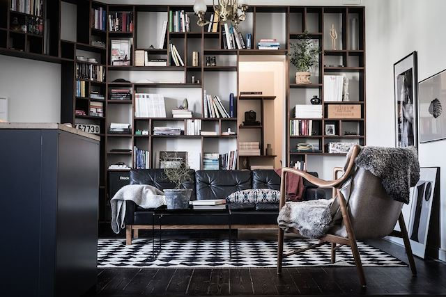 black shelving leather chair