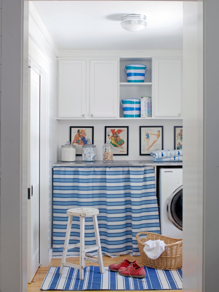 blue and white laundry room hgtv