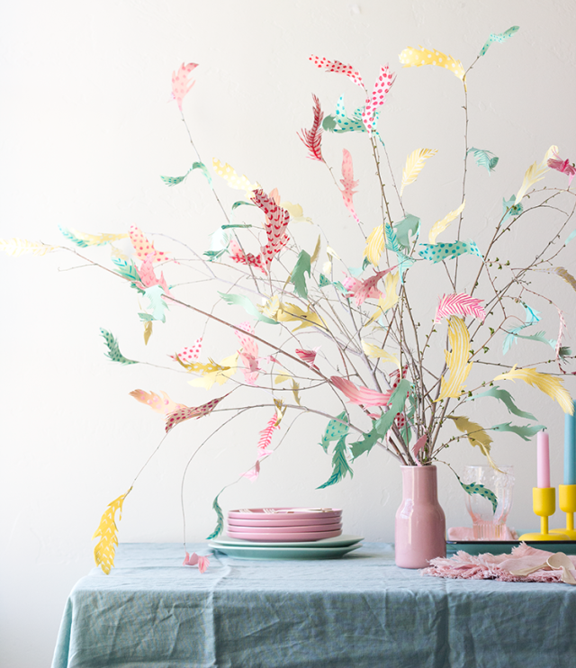 diy paper feather tree