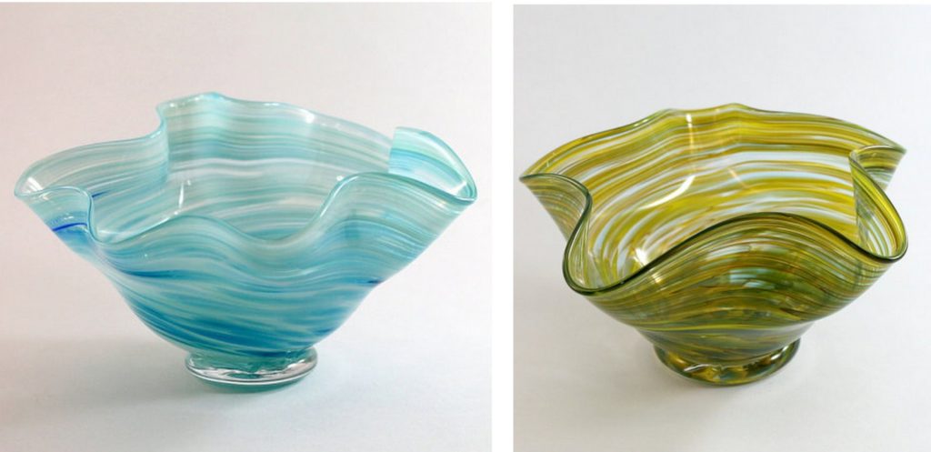 flutter handblown glass bowls