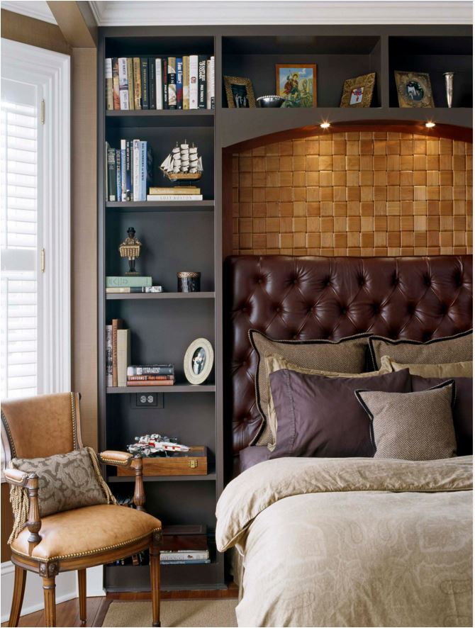 leather headboard masculine bedroom