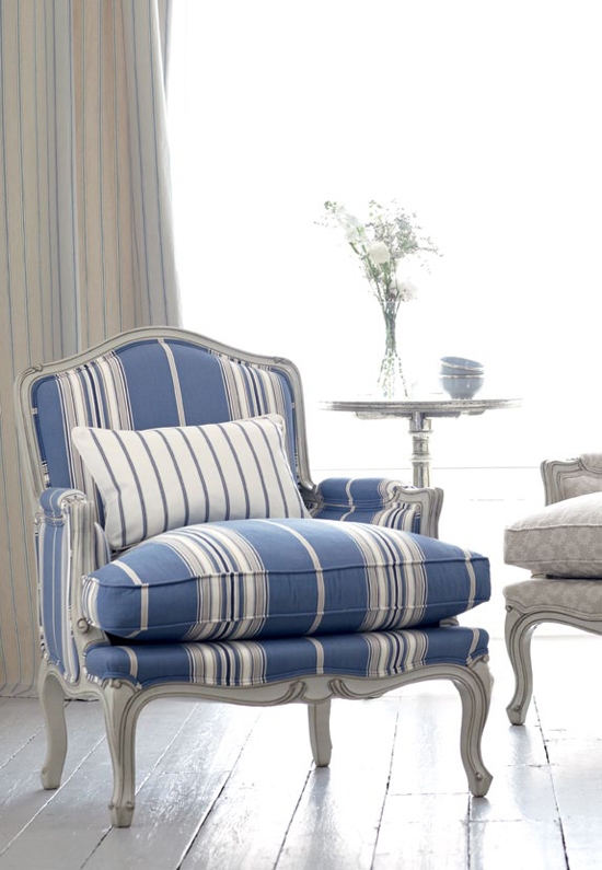 blue and white stripe chair