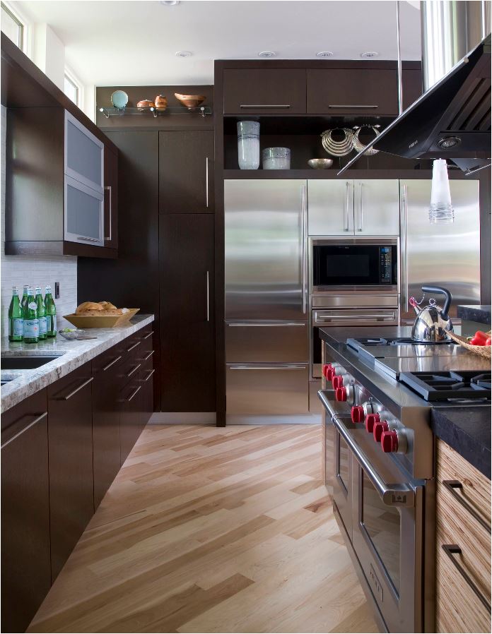 diagonal wood floor kitchen