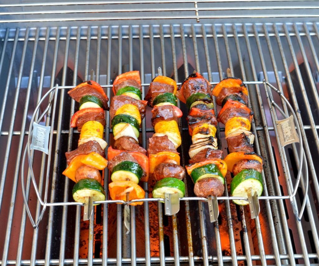 skewers on grill